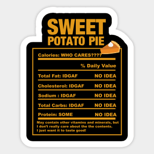 Sweet Potato Pie Nutrition Facts Black Thanksgiving Sticker